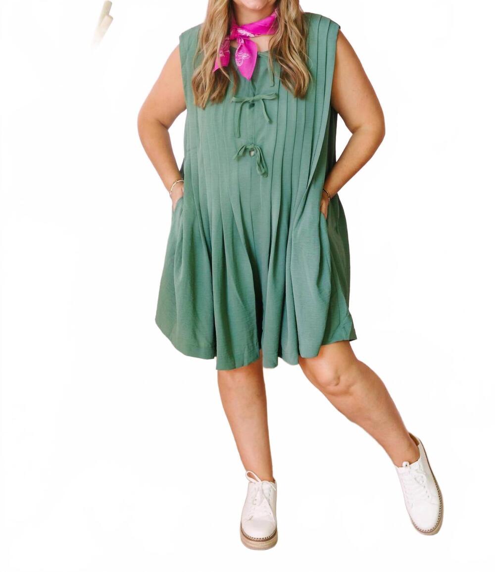 NEW ODDI pleated sleeveless romper in olive